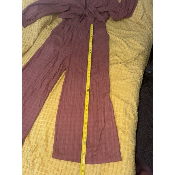 Women’s Fall Winter Jumpsuit Long Sleeve Front Tie Orange Size Large - Picture 9 of 14